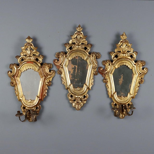 Small Carved Gilded Mirrors, Set of 3 For Sale - Image 13 of 13