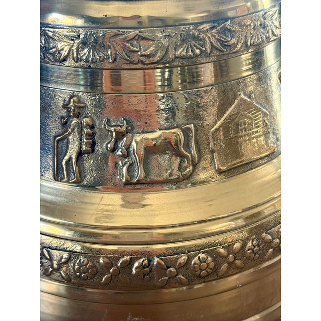 Excellent Condition. This is a striking vintage Swiss bronze cow bell by Albertano La Serraz that works beautifully as...