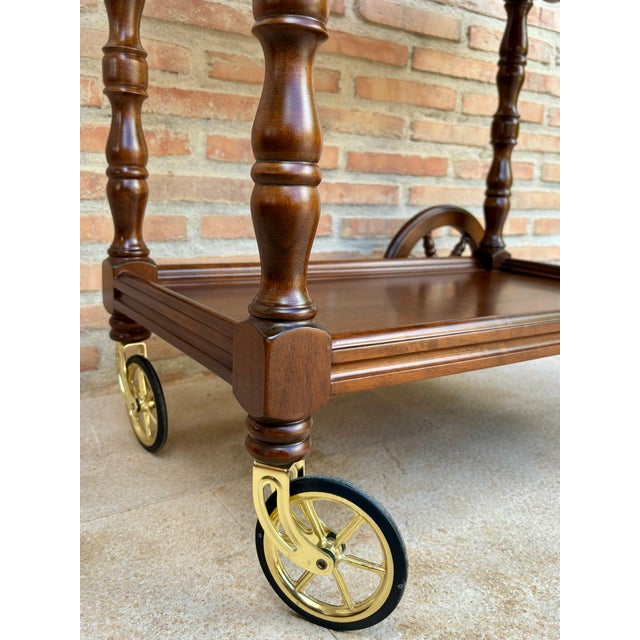 Mid-Century French Wooden Bar Cart Trolley, 1950s For Sale - Image 12 of 18