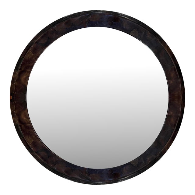 Large Maitland Smith 1980s Tessellated Shell Mirror, Tortoise Shell Finish For Sale