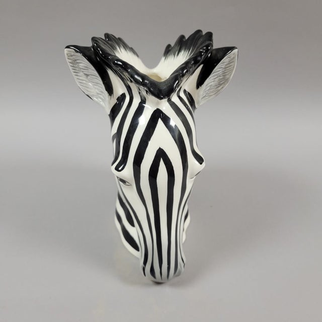 Ceramic Vintage Fitz and Floyd Zebra Head Vase Planter For Sale - Image 7 of 10