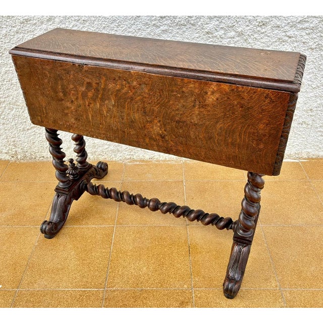 Folding Center Table in Walnut, 1890s For Sale - Image 9 of 18