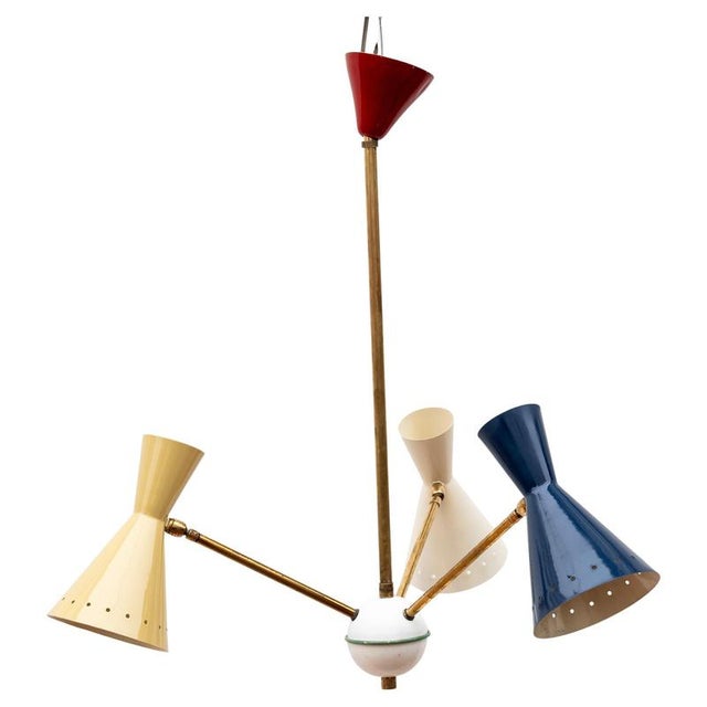 Black 3-Light Chandelier in the style of Stilnovo, 1950s For Sale - Image 8 of 8