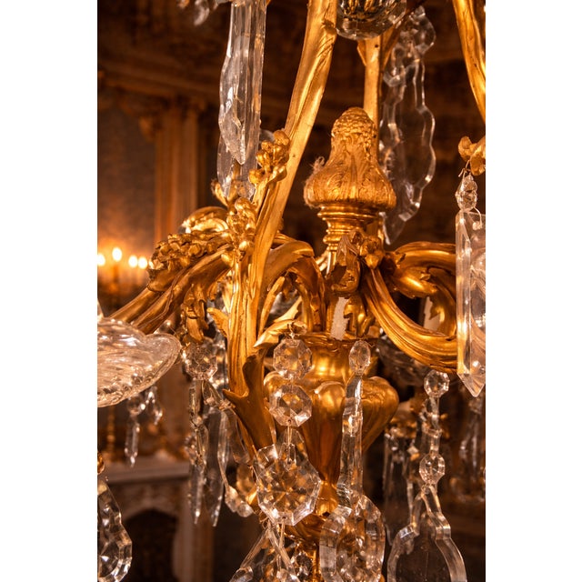 Mid 20c French Artisan Louis XVI Gilt Bronze Chandelier For Sale - Image 11 of 15