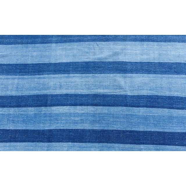 Blue Vintage Indian Dhurrie Rug Doris Leslie Blau For Sale - Image 8 of 9