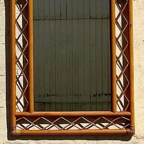 Vintage Coastal Arched Rattan Trellis Wall Mirror For Sale In West Palm - Image 6 of 10