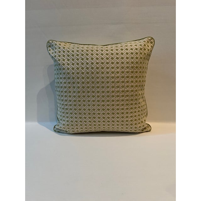 Brunschwig & Fils “Monterey Woven Texture - Citron Green 20” Feather/Down Pillows - A Pair For Sale - Image 4 of 5