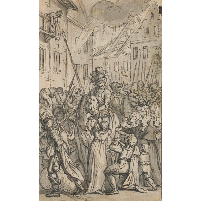 Entry of the Soldiers, 18th-Century, Pen Drawing For Sale - Image 4 of 4