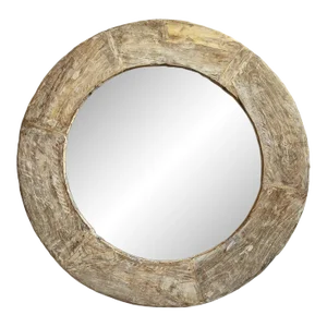 Vintage Large Wood Wheel Mirror
