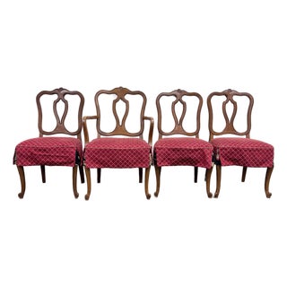 Vintage French Provincial French Louis XV Style Upholstered Dining Chairs For Sale