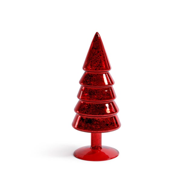 Add a festive sparkle to your seasonal décor with this set of mercury glass holiday trees. Crafted from durable...