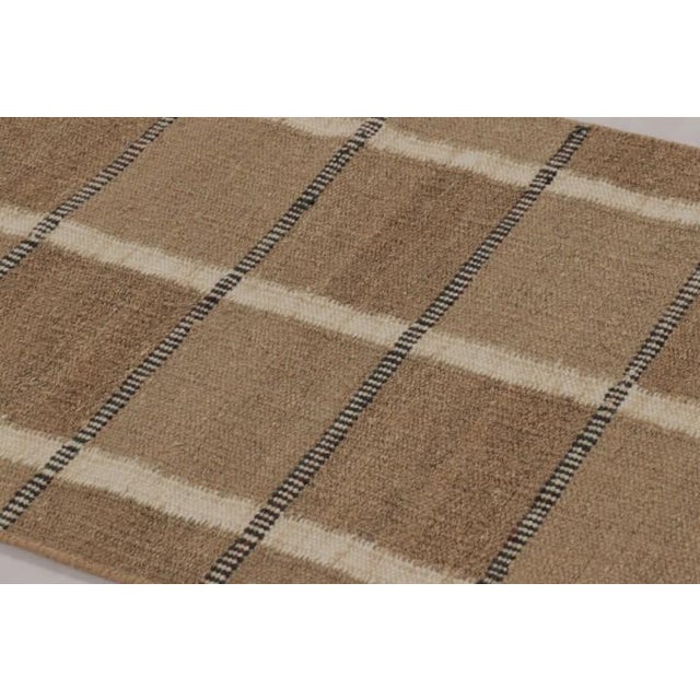 2010s Rug & Kilim’s Scandinavian-Inspired Rug, Beige-Brown Earth Tones With Stripes For Sale - Image 5 of 9