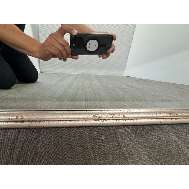 Antiqued Silver Finish With Bead Trim Wall Mirror For Sale - Image 4 of 12