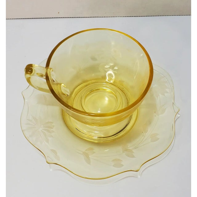 Art Nouveau 1930 Lancaster Jubilee Yellow Cup and Saucer Set For Sale - Image 3 of 10
