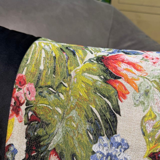 Textile Handmade Black Velvet Lumbar Cushion Cover For Sale - Image 7 of 14