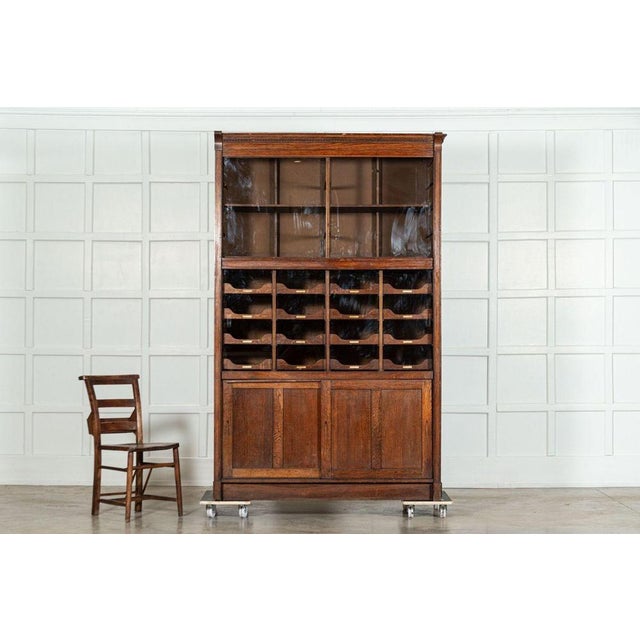 English Oak Glazed Haberdashery Cabinet, 1900s For Sale - Image 3 of 18