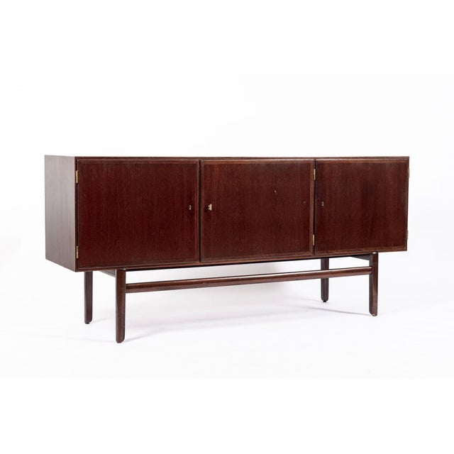 Mid Century Danish Wood Sideboard Cabinet or Credenza by Ole Wanscher For Sale - Image 14 of 17