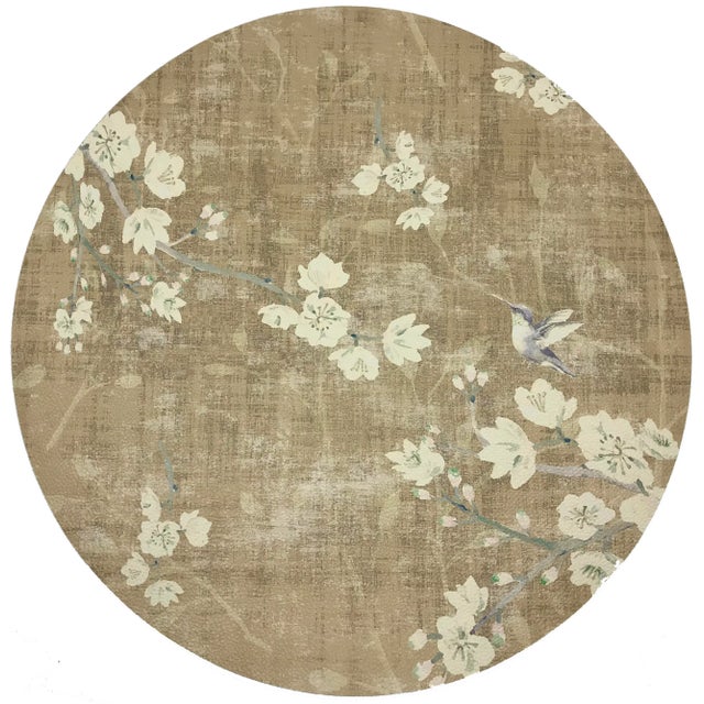 Chinoiserie Nicolette Mayer Blossom Fantasia Gold 16" Round Pebble Placemats, Set of 4 For Sale - Image 3 of 3
