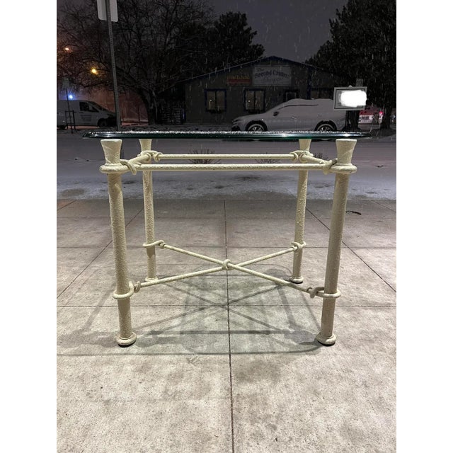 Mid-Century Modern Giacometti Style Wrought-Iron & Thick Glass End Table For Sale - Image 10 of 13