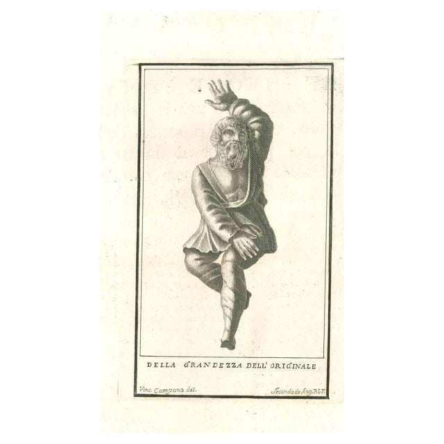 Vincenzo Campana, Ancient Roman Statues, Original Etching, 18th Century For Sale