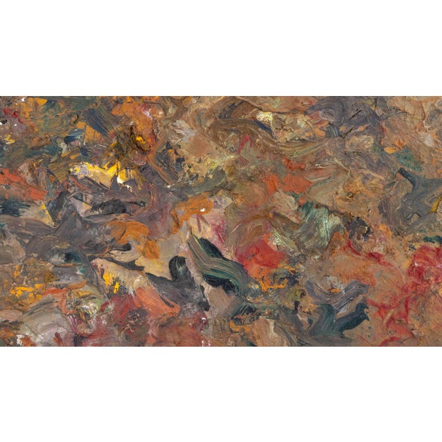 Andy Miller (American, b. 1950), Abstract Composition, Oil on Canvas, impasto details, warm brown, cool red and navy hues,...