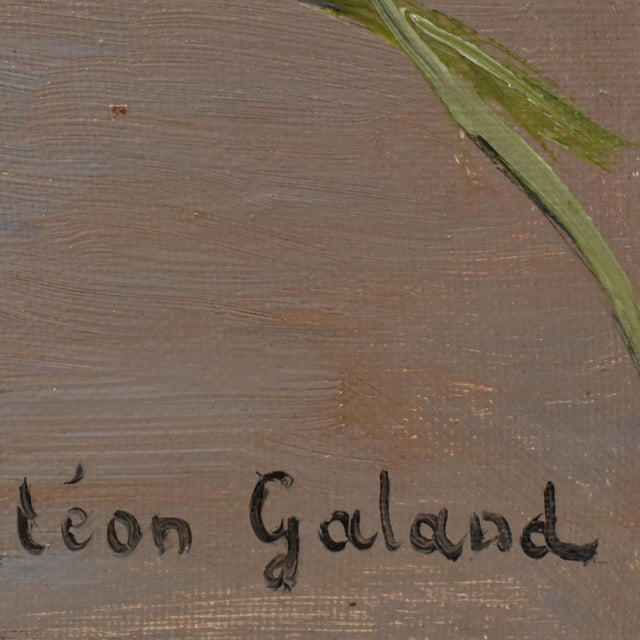 Léon Laurent Galand, Still Life Flowers Vase Carnations, 1920s, Oil on Canvas For Sale - Image 9 of 11
