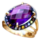 Gold Ring with Polished Tanzanites and Double Band