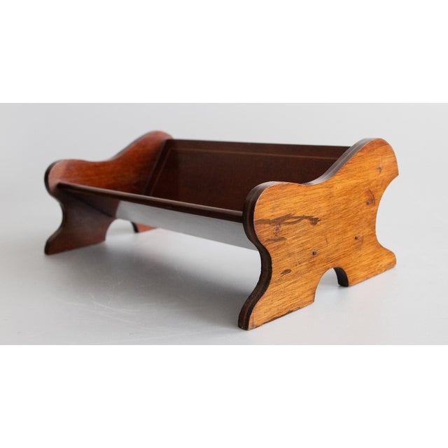 Brown Antique English Mahogany Book Trough Rack Stand For Sale - Image 8 of 10