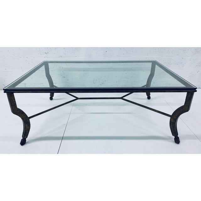 Mid Century Antique Bronze Finish Glass Coffee Table Chairish