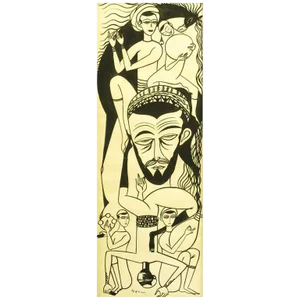 Middle Eastern Pen & Ink Drawing on Paper