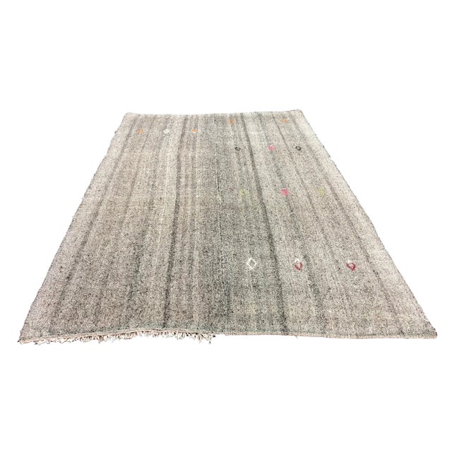 1960s Vintage Turkish Naturel Kilim Rug- 7′3″ × 11′6″ For Sale