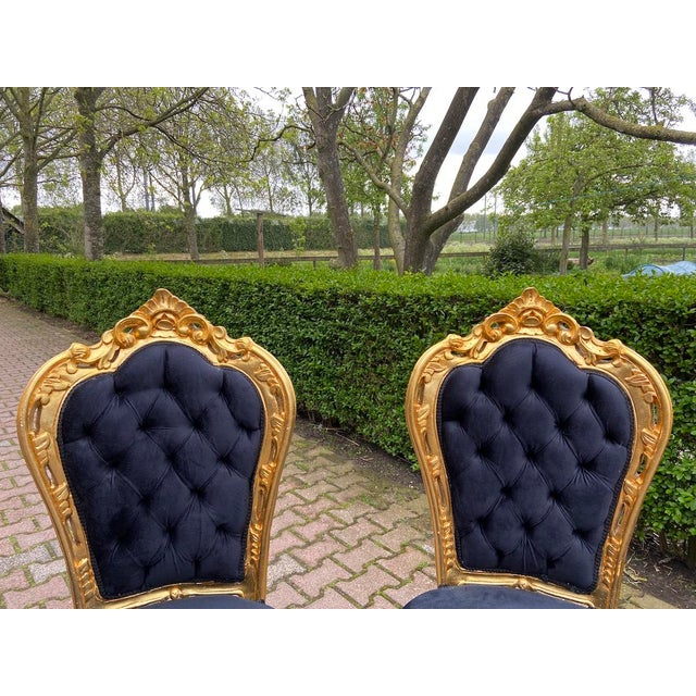 Wood 1970s Italian Artisan Baroque Gold Marble Dining Set-5 Pc For Sale - Image 7 of 16