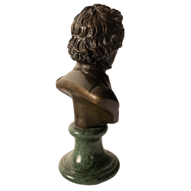 Antique French Cast Bronze Marble Sculpture Ludwig Van Beethoven Bust, 1890 For Sale In Portland, OR - Image 6 of 10