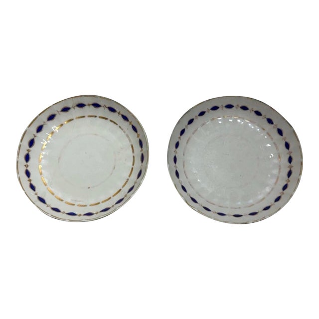 18th Century Royal Crown Derby Porcelain Saucer Lot of 2 For Sale
