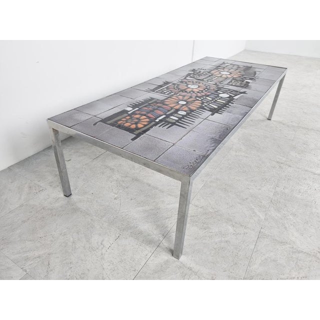 Vintage Ceramic Coffee Table attributed to Perignem, 1960s For Sale - Image 10 of 11