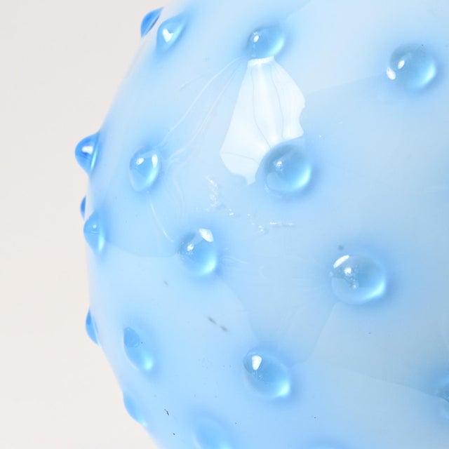 Opaline Blue Glass Hobnail Pattern Vase from Empoli, 1960s For Sale - Image 7 of 10