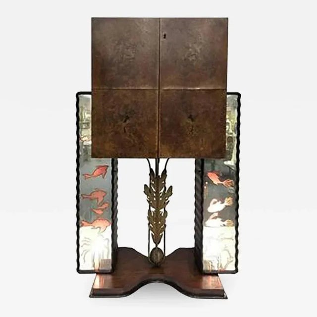 Brown and Illuminated Sea Creatures Italian Art Deco Bar For Sale - Image 8 of 8