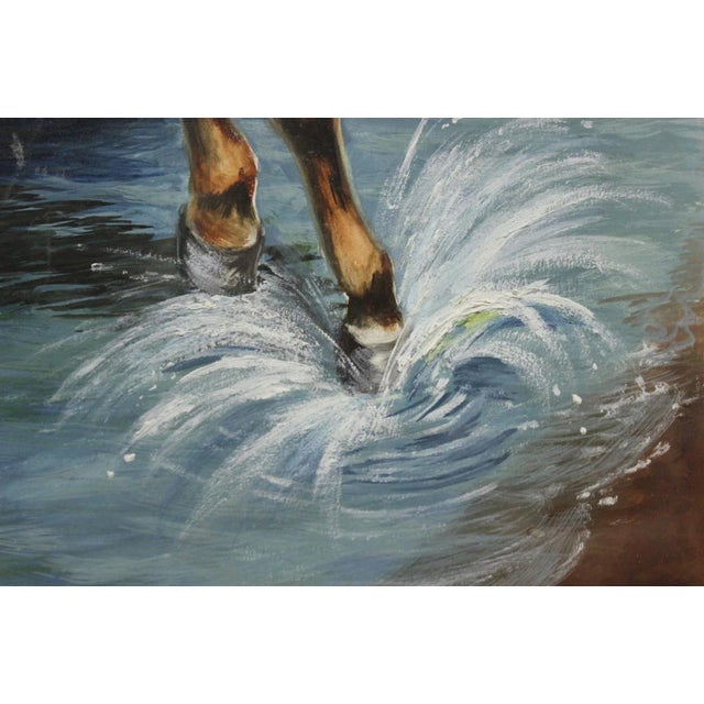 1960s 1960s Classic Steeplechase "The Water Jump" Painting For Sale - Image 5 of 8