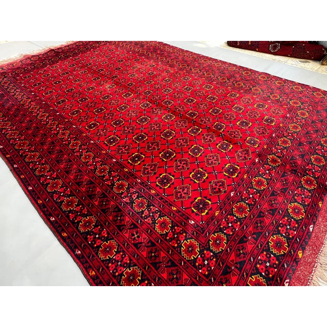 Tribal Vintage Afghan Ersari Gülli Gol All-Over Flower Gul Tribal Rug - 10'3" X 7'0" For Sale - Image 3 of 13