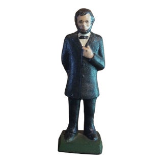 Victorian Era Heavy Cast Iron Abe Lincoln Doorstop Figurine For Sale