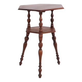 Mahogany Plant Stand with Shelf, 1920s For Sale