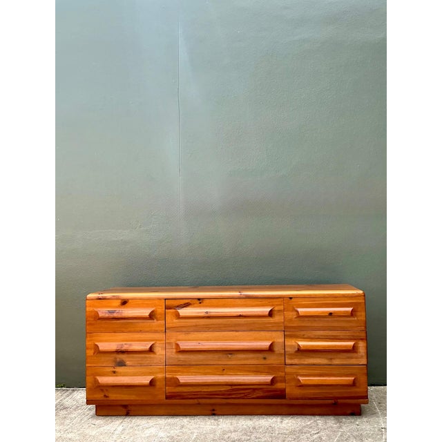 Wood Vintage MCM Knotty Pine Dresser For Sale - Image 7 of 18