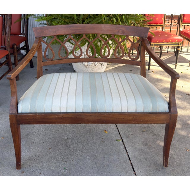 Antique Italian Neoclassical Style Spiral Back Fruitwood Settee.