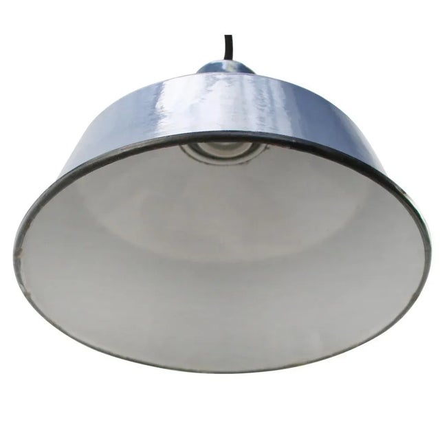 Industrial Vintage Industrial Blue Enamel Factory Pendant Lamp For Sale - Image 3 of 5
