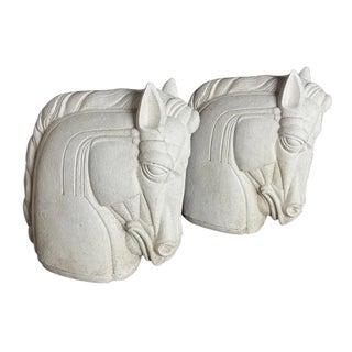 Architectural Concrete Horse Heads — Rare Pair For Sale