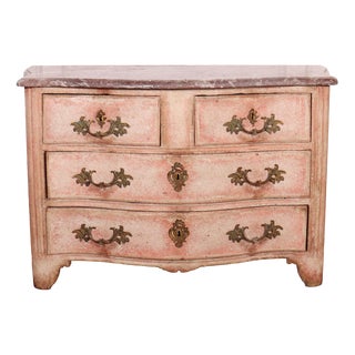 French Painted Commode in Marble and Pine For Sale