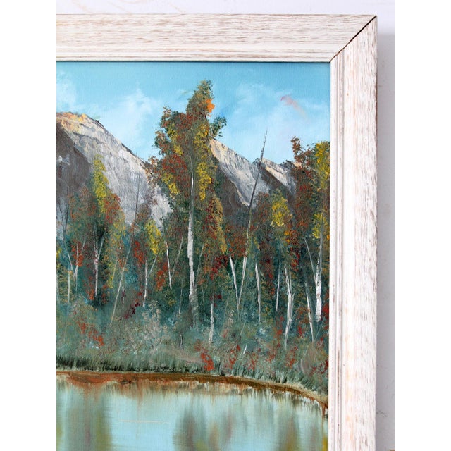 Vintage Mountain Lake Landscape Painting For Sale - Image 6 of 10