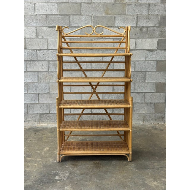 English 1970s Bamboo, Rattan, and Cane Étagère/ Freestanding Shelf For Sale - Image 3 of 12