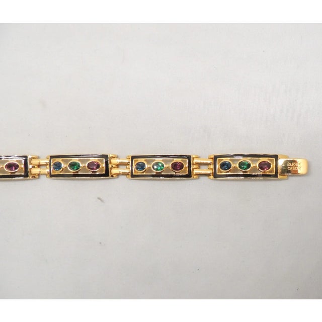 Modern Vintage 1980s Signed Bijoux Cascio Italy Enamel & Rhinestone Bracelet For Sale - Image 3 of 6