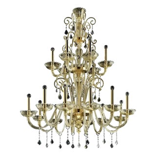 Ornate Imperial Venetian Chandelier with Gold Curled Murano Glass by Simoeng for Simoeng For Sale